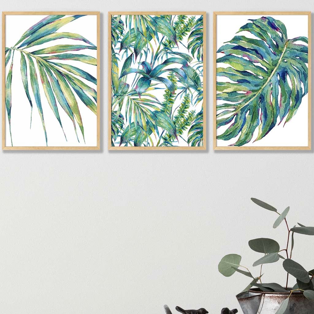 BOTANISK sett med 3 kunsttrykk basert på et originalt akvarelltrykk