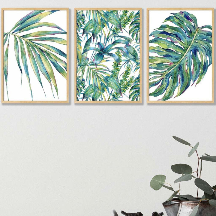 BOTANISK sett med 3 kunsttrykk basert på et originalt akvarelltrykk