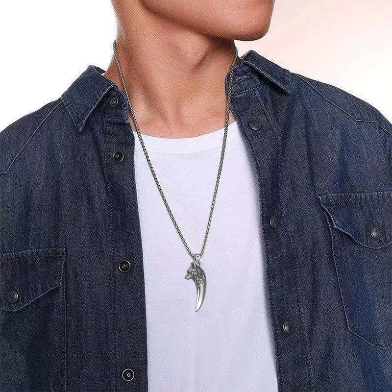 Skanto | Ulv hode halskjede laget av titan stål