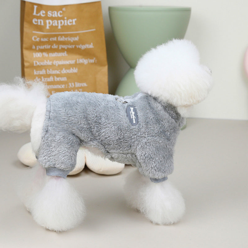 Fleece Pet Elastisk Overall med Leash Ring Skanto