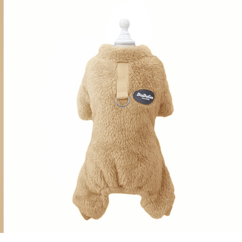 Fleece Pet Elastisk Overall med Leash Ring Skanto