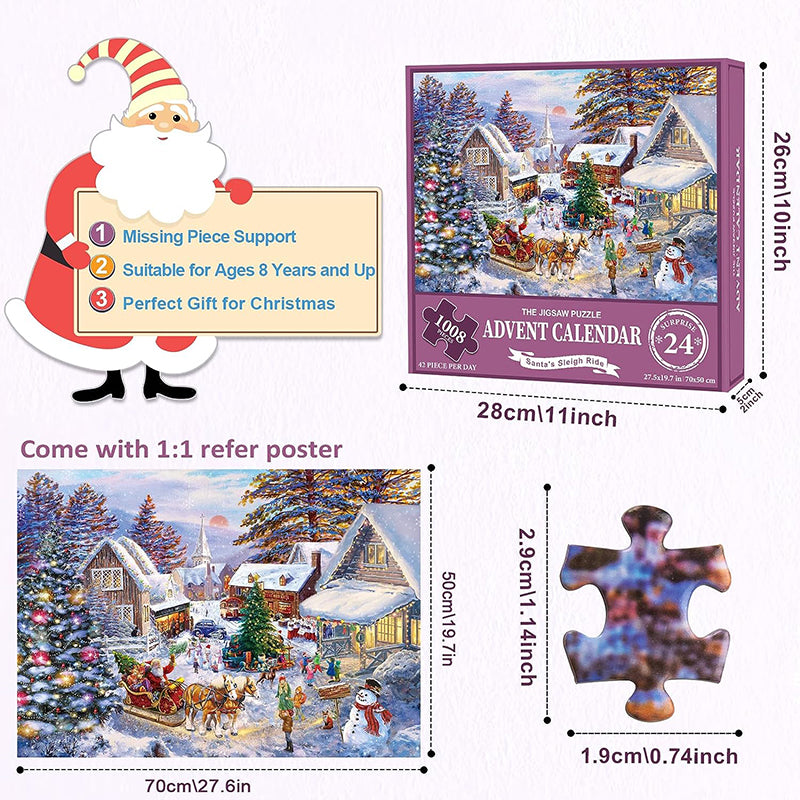 Skanto | 1000PCS Jule puslespill Adventskalender - Julegave