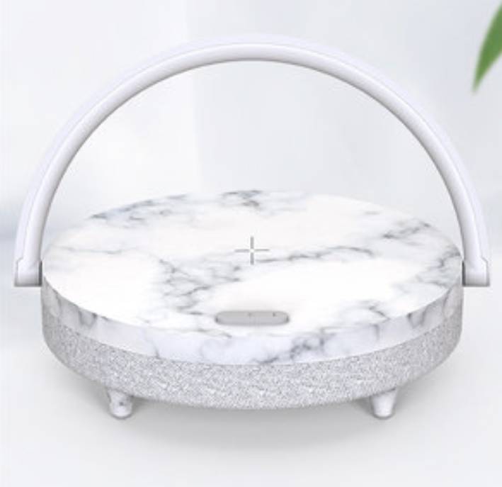 Skanto | Multifunksjonell Sengetøyslampe, med Trådløs Telefonlader, Telefonholder, Bluetooth Høyttaler og Justerbar Lysstyrke, for Hjem & Kontor (US Plug)