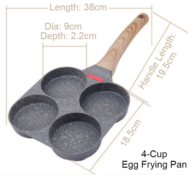 Skanto | Non-stick Egg Frying Pan, with Thermo-Triangle Indicator, Wood Handle, for Pancake, Omelette, Egg Burger & More, for Gas Stove & Induction Cooker
