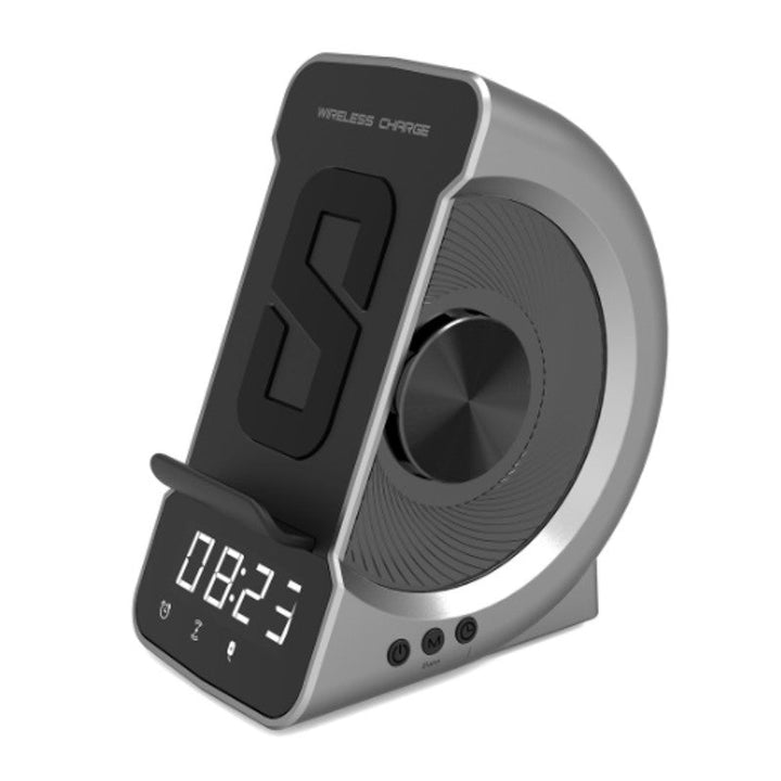 Skanto | 3-i-1 Sengbord Bluetooth Høyttaler med Trådløs Lader, Klokke & Vekkerklokke, for Hjem & Kontor