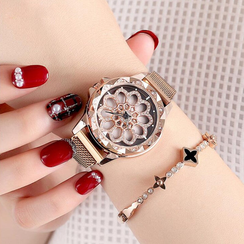 Norvo | Moteklær Dameklokke, med 360¬∞ Rotere Urskive, Magnetisk Klokkerem & Vanntett for Daglig Bruk