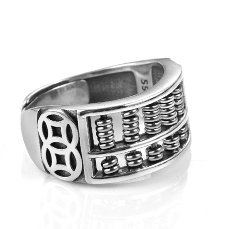 Skanto | Vintage Sølv Abacus Justerbar Ring, for Lykke & Rikdom