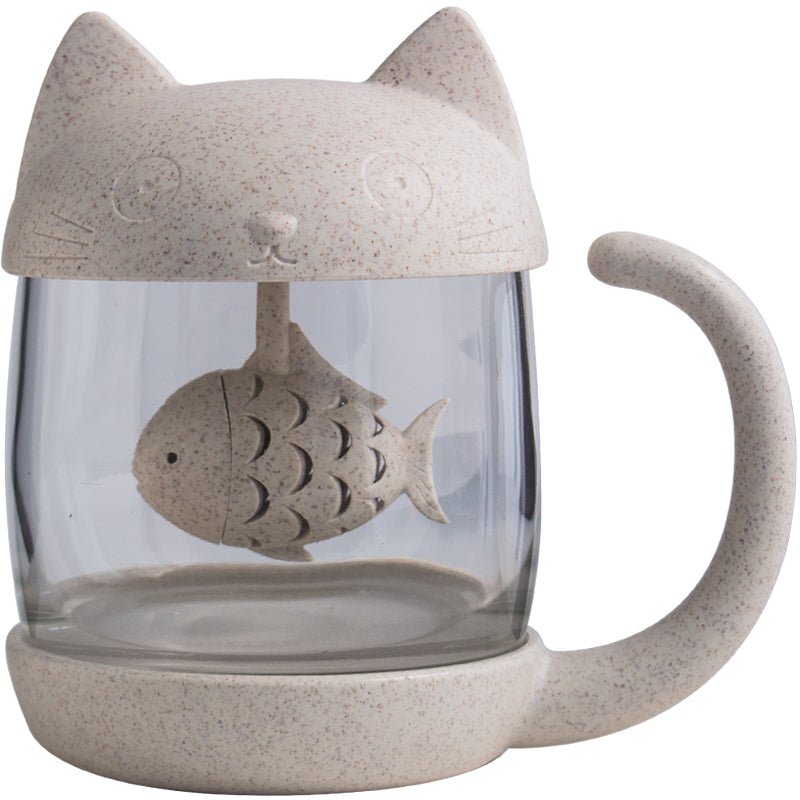 Skanto | 250ml Kreativ katt og fiskekopp, med te satt, for te, kaffe, juice, melk og mer