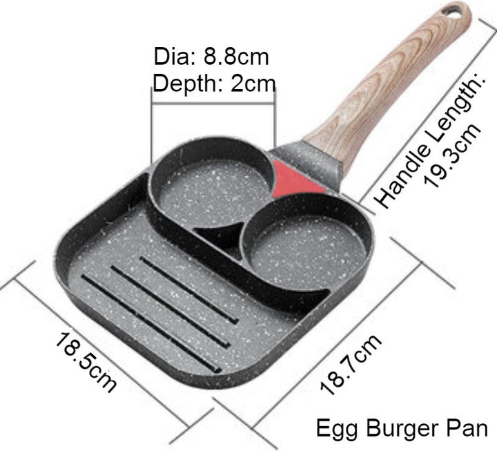 Skanto | Non-stick Egg Frying Pan, with Thermo-Triangle Indicator, Wood Handle, for Pancake, Omelette, Egg Burger & More, for Gas Stove & Induction Cooker