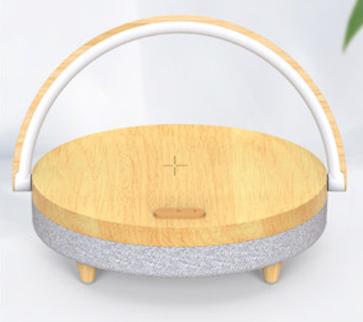 Skanto | Multifunksjonell Sengetøyslampe, med Trådløs Telefonlader, Telefonholder, Bluetooth Høyttaler og Justerbar Lysstyrke, for Hjem & Kontor (US Plug)