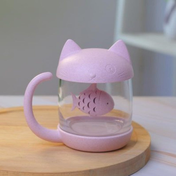 Skanto | 250ml Kreativ katt og fiskekopp, med te satt, for te, kaffe, juice, melk og mer