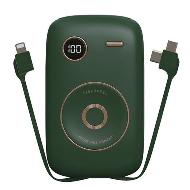 Skanto | 10000mAh Power Bank, med innebygd kabel, LED batteriindikator og 6 utganger, støtter hurtiglading
