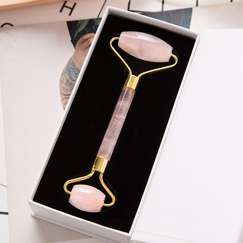 Skanto | 2-i-1 Jade Roller Gua Sha Sett, Reduserer hevelser & Linder stress, for Ansikt, Øye, Arm, Ben