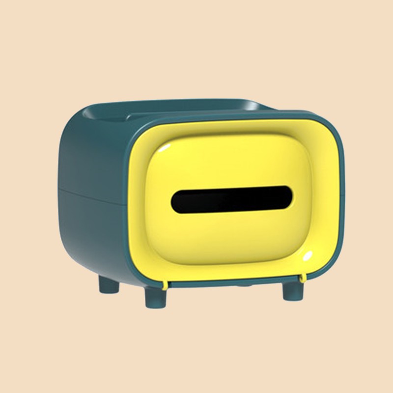 Skanto | Retro TV-formet Tissue Box, med Oppbevaringsplass & Telefonholder, for Hjem & Kontor