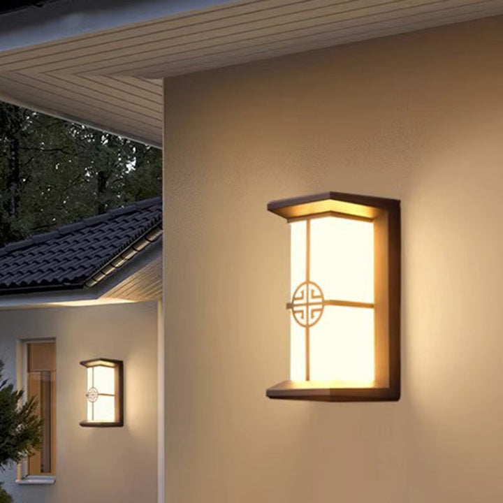Moderne Industriell Kuboid Aluminium Akryl LED Vanntett Utendørs Vegglampe For Utendørs Patio | Skanto