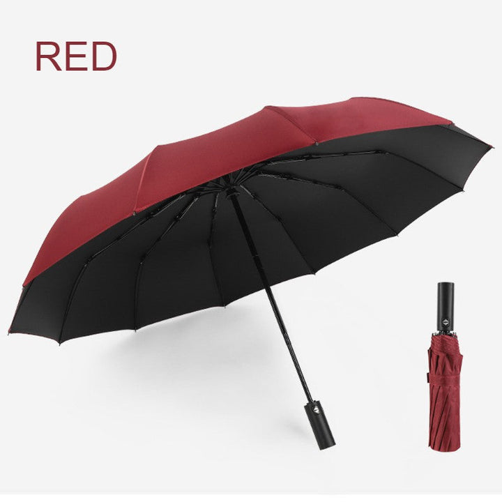 Skanto | 12-Rib Regn/UV Folding Paraply, med Auto Åpne Lukk & Vindresistent Tak, for Reise, Pendling & Mer