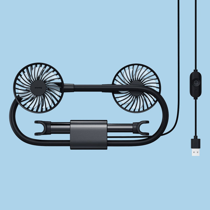 Skanto | Bil Hodestøtte Kjølefan, med 2-Hastighet, 360¬∞ Rotérbart Design & 1.5m USB Kabel, for Front- & Bakseter
