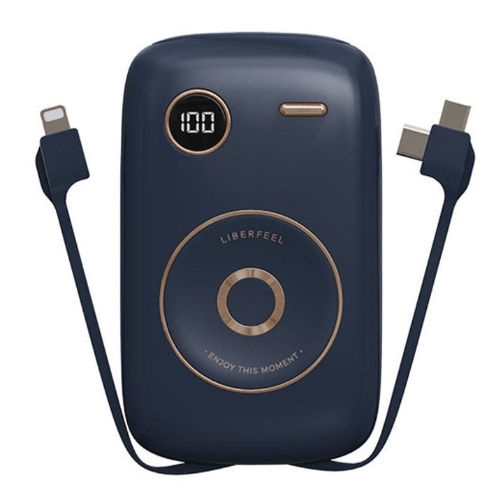 Skanto | 10000mAh Power Bank, med innebygd kabel, LED batteriindikator og 6 utganger, støtter hurtiglading
