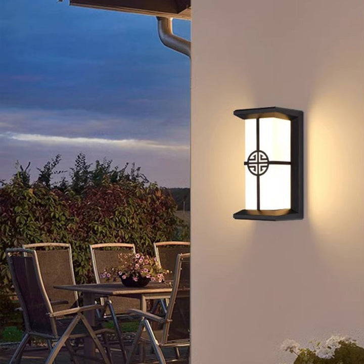Moderne Industriell Kuboid Aluminium Akryl LED Vanntett Utendørs Vegglampe For Utendørs Patio | Skanto