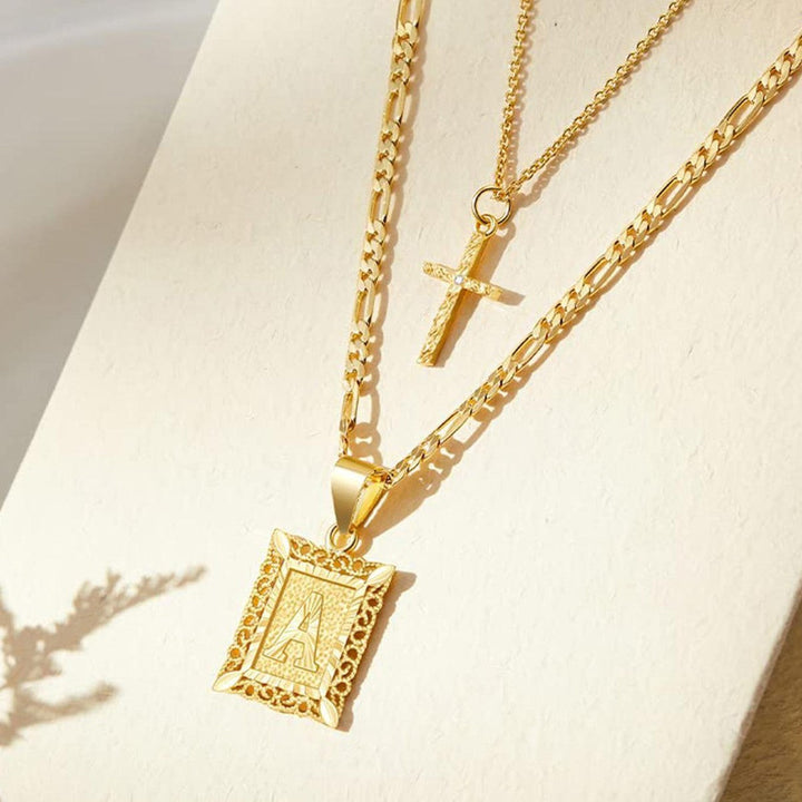 Skanto | 14k Initial Halskjede + GRATIS Kors Halskjede