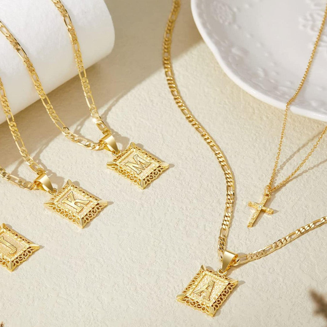 Skanto | 2pc 14k Initial & Cross Necklace Set