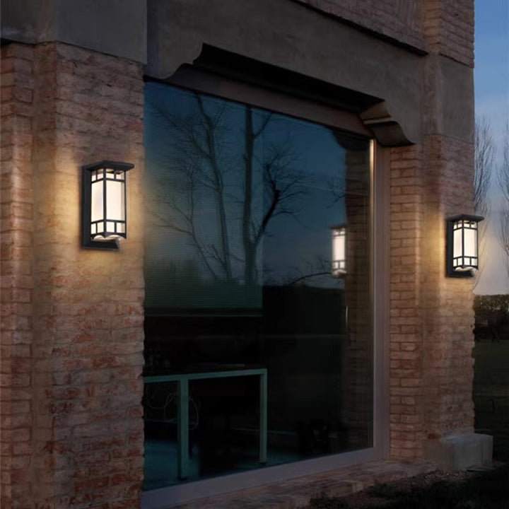 Moderne Industriell Kuboid Aluminium Akryl LED Vanntett Utendørs Vegglampe For Utendørs Patio | Skanto