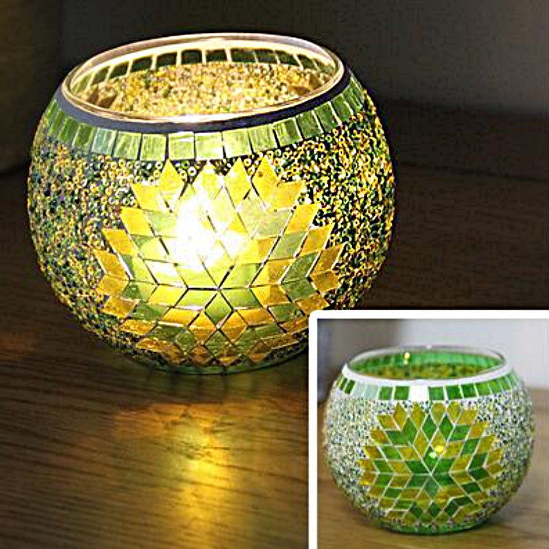Europeisk Retro Glass Mosaick Te-lysestake