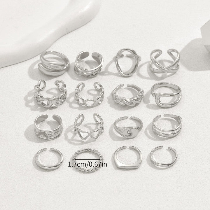 Skanto | 16pcs Justerbar Geometrisk Ring Sett