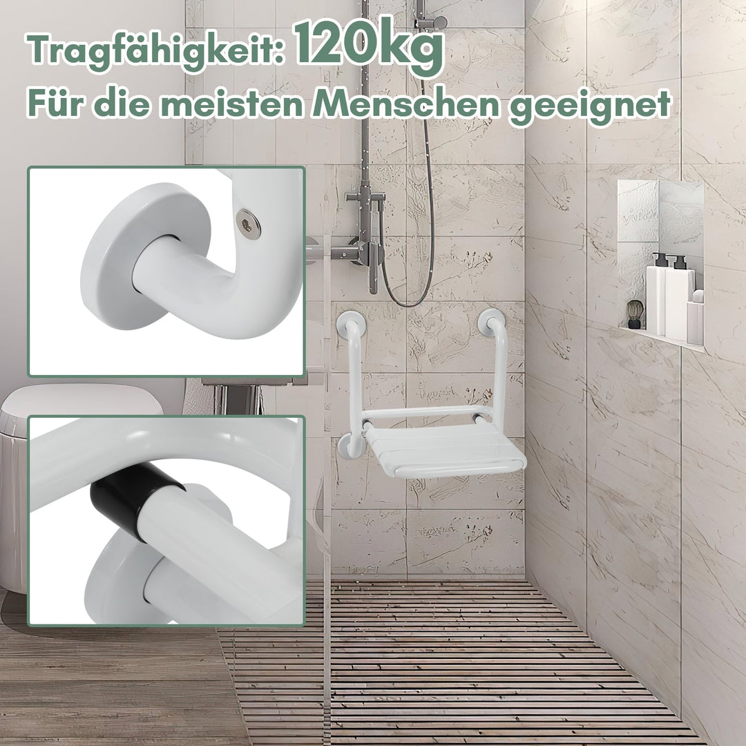 Foldbar dusjsete med armlener veggmontert | Skanto