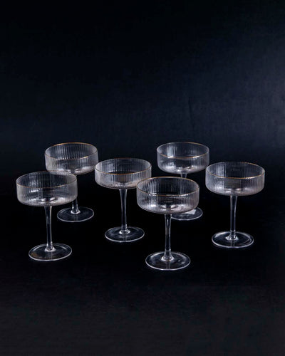 Skanto | Ribbet Coupe Cocktail Glass - Sett med 6