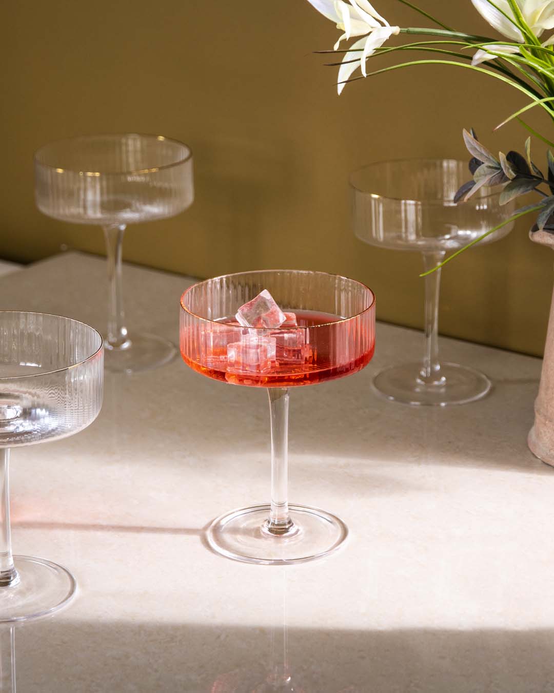 Skanto | Ribbet Coupe Cocktail Glass - Sett med 6