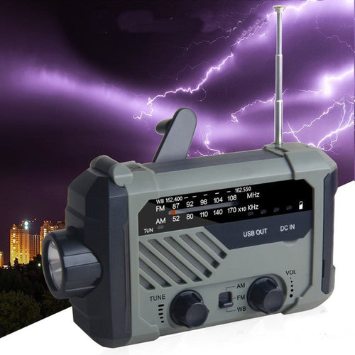 Skanto | Solhåndsveiv Lommelykt, med LED Lys, Innebygd Radio, S.O.S Alarm og 4 Ladingsmåter, for Camping, Villmark, Hjem & Mer