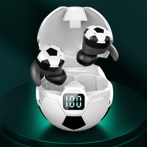Skanto | TWS Bluetooth5.1 Trådløse Ørepropper, med Unik Fotball Design, LED Batteri Display & Lanyard