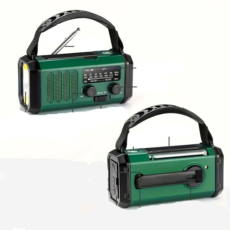 Skanto | Solcelle Nødradio med Power Bank – Håndspak og LED-lommelykt for Camping og Utendørsbruk