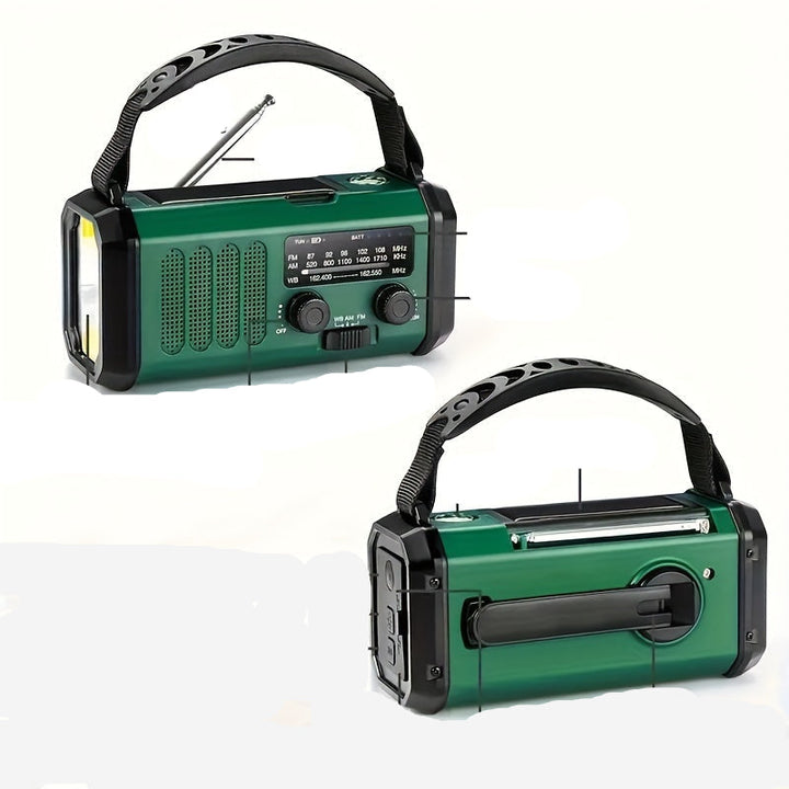 Skanto | Solcelle Nødradio med Power Bank – Håndspak og LED-lommelykt for Camping og Utendørsbruk