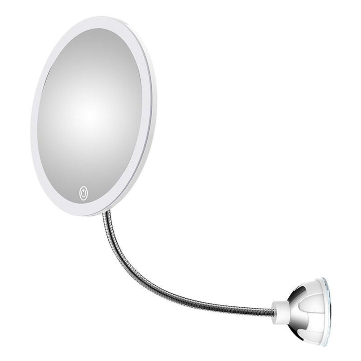 Sminkespeil med LED &amp; forstørrelse - med sugekopp og fleksibel arm | Skanto