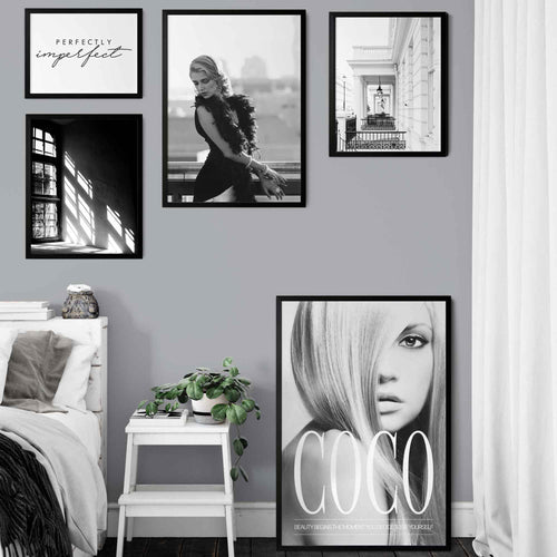 Svart-hvitt fotografi av en elegant London-fasade