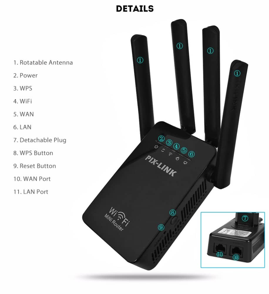 Wi-Fi rekkeviddeforsterker (Repeater / Forsterker) 300Mbps - 2.4 GHz | Skanto