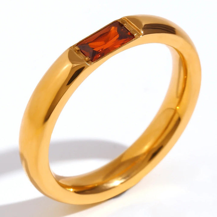 Skanto | 18k Baguette Cut Fødselsstein Ring