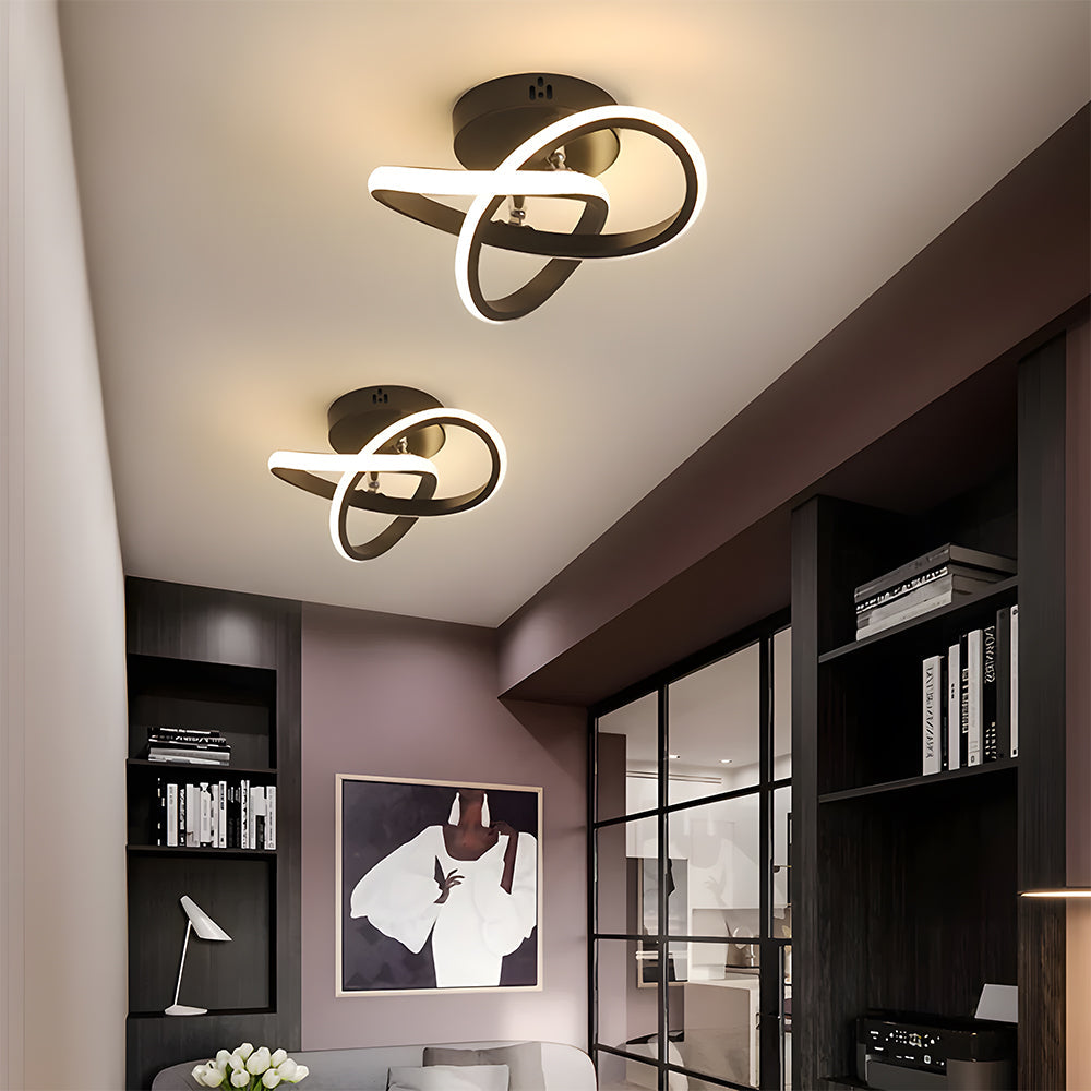 Deckenleuchte med LED-belysning, svart metallrahmen