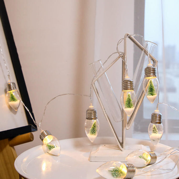 Skanto | LED Ønskebottle Glødelampe Juletre Snø Batteriboks Dekorativ Snorlys
