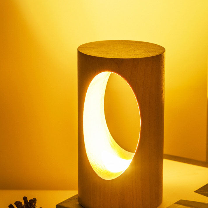 Skanto | Japansk heltre rektangulær søyle LED nattlampe USB bordlampe