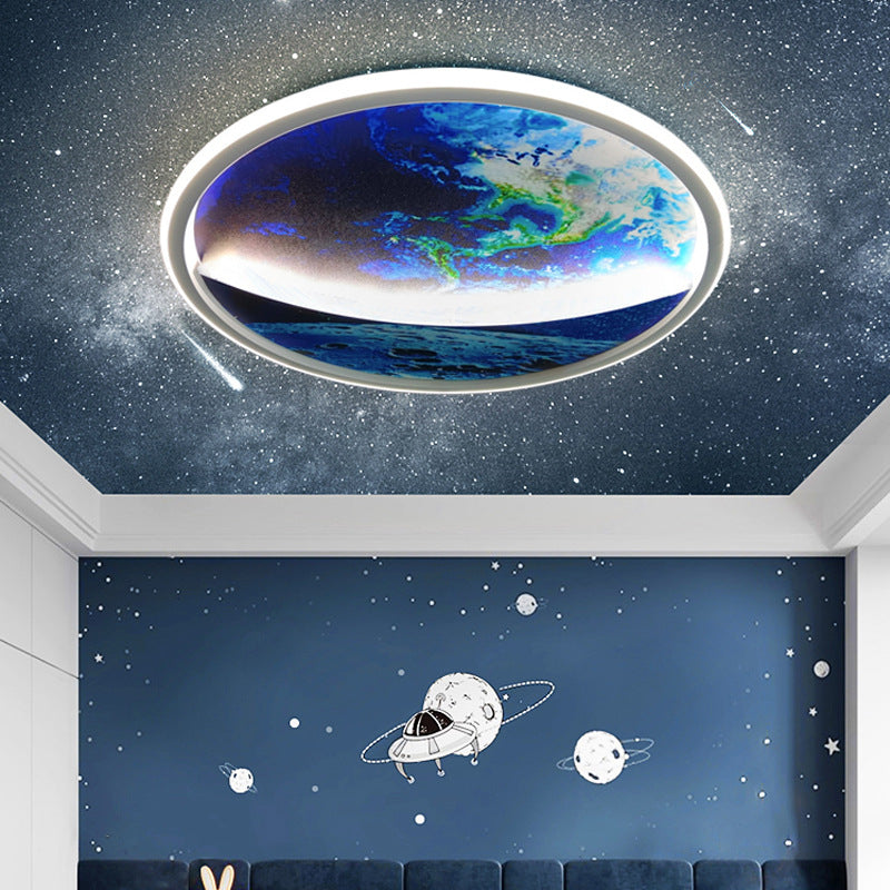 Skanto | Modern Art Deco Planet Earth Rund Silikon Jern LED Taklampe For Stue