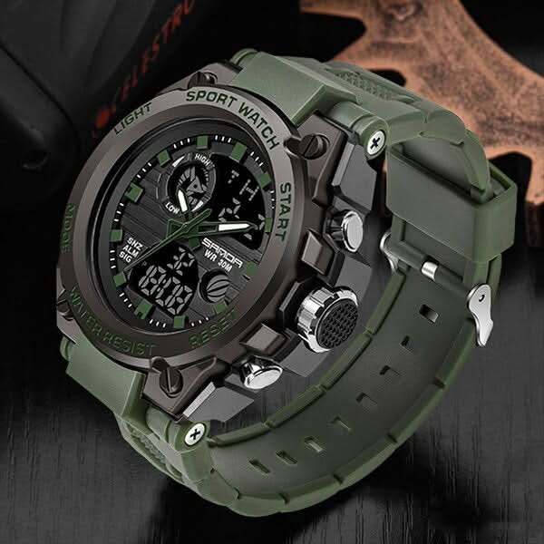 Skanto | Herres Militærklokke med Analog Digital Skjerm og Funksjoner