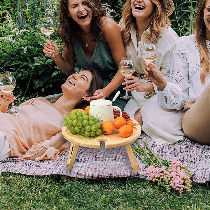 Tremini Utendørs Sammenleggbart Picnicbord - Med Glassholder | Skanto