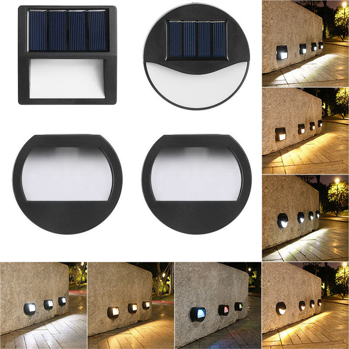Rund/Firkantet LED solcelledrevet terrassetrappelys, vanntett, solcelledrevet, vanntett