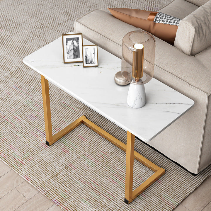 Skanto | ModernoCurve C-Side Table | MDF tabletop | Moderne design | Plassbesparende | Perfekt for stue og soverom