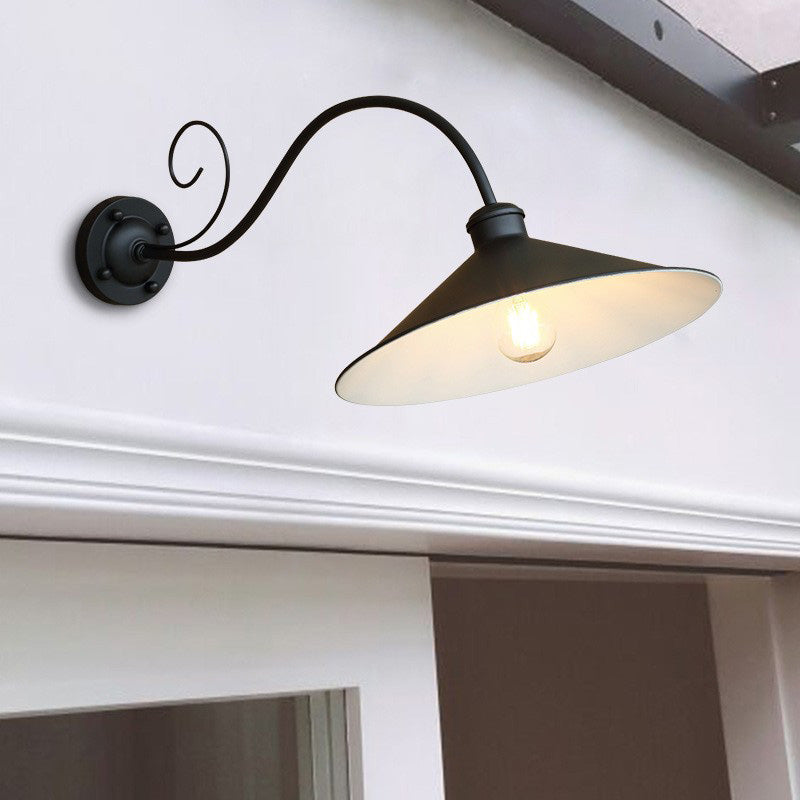 Moderne Retro Vanntett Jern Rund 1-Lys Vegglampe For Hage | Skanto
