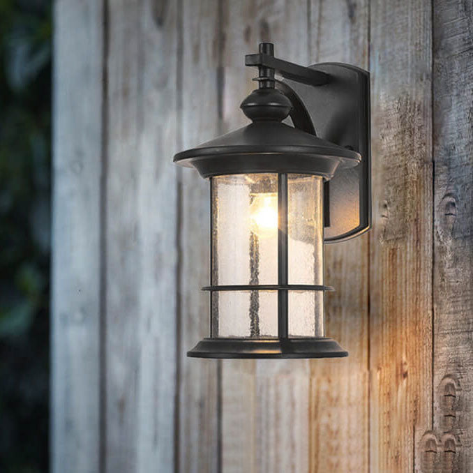 Industrial Vintage Bubble Glass Column 1-Light Utendørs Vanntett Vegglampe | Skanto
