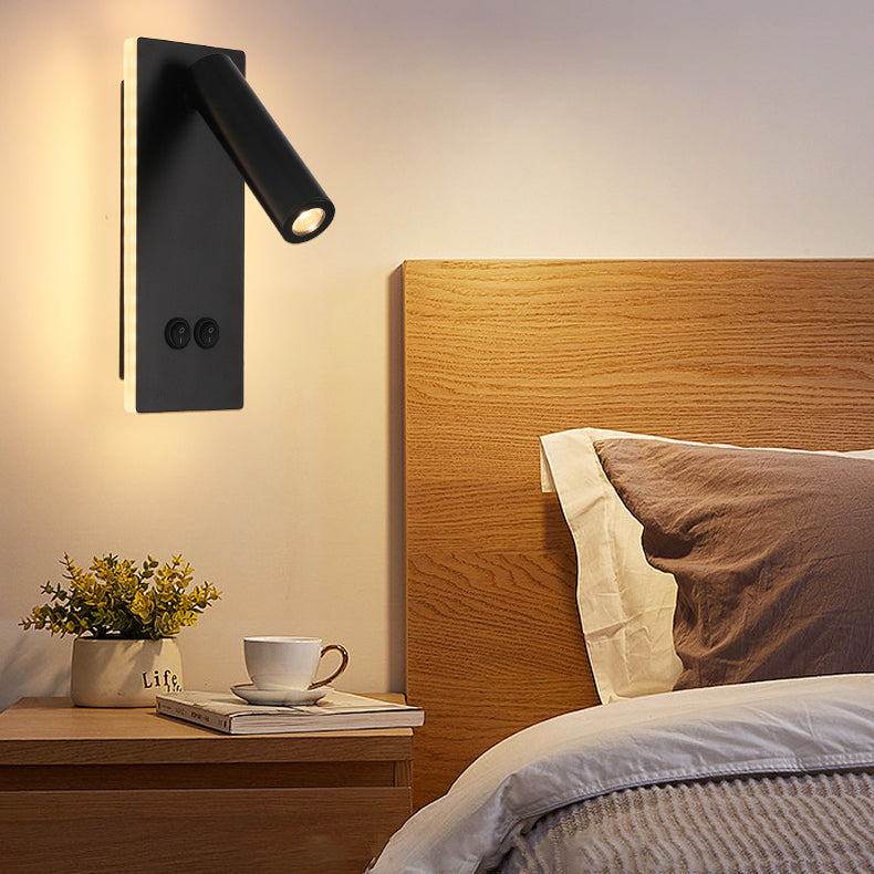 Skanto | Moderne Minimalistisk Rektangulær Rund Jern Aluminium LED Vegglampe For Soverom